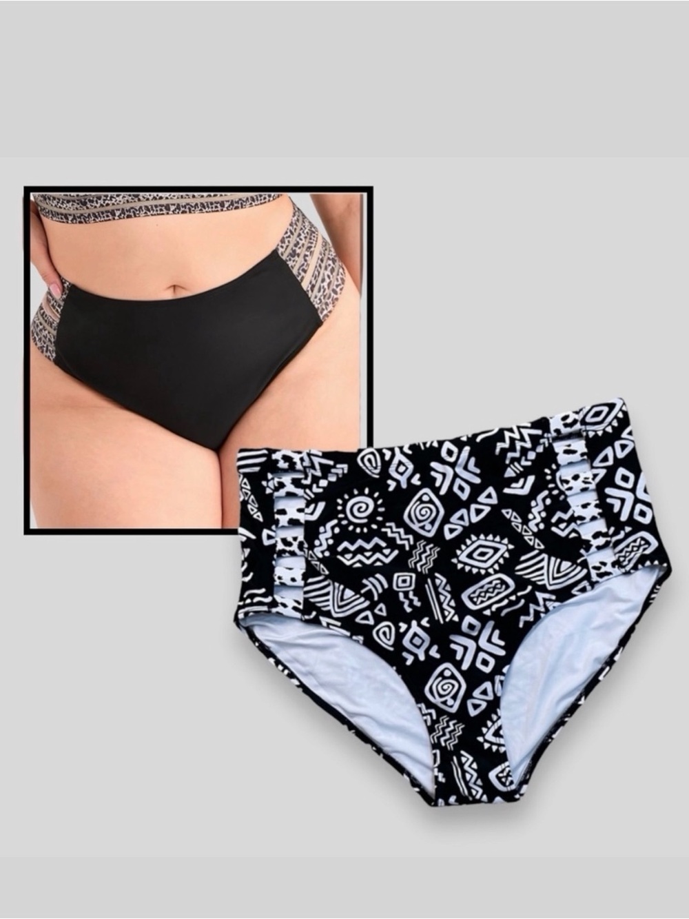 Forever 21 Aztec Print Bikini Bottoms with Contrasting Print Side Tabs